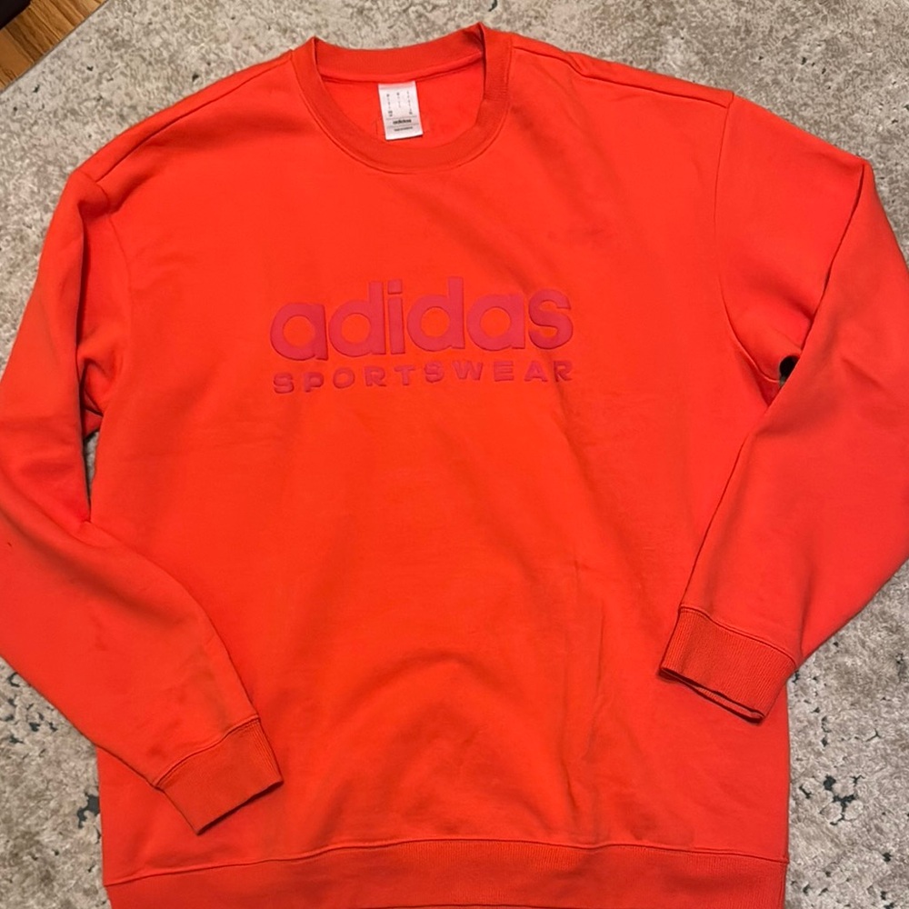 Adidas Men's Bold Orange Crewneck Sweatshirt - Size Large